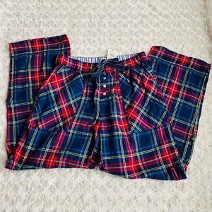 Aerie Plaid Cotton Flannel Red Navy Loungewear Pajama Pants Sleepwear Small NEW